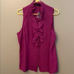 Fuchsia pleated ruffle top